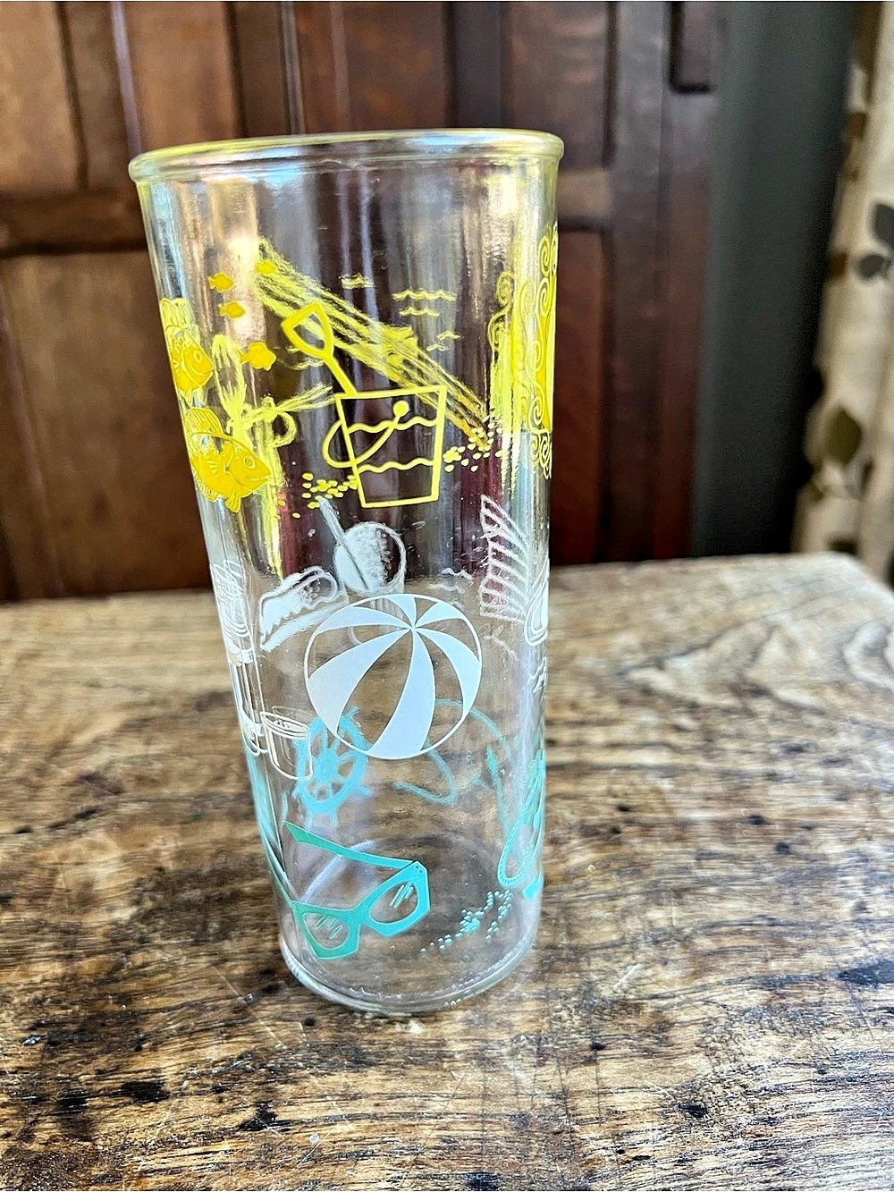 Vintage Libbey glass Collin’s glass beach theme